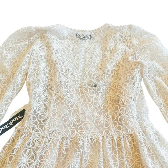Modcloth Magic in the Air Wrap Dress Ivory Floral Lace w/ Liner Size Small NWT - Picture 9 of 14